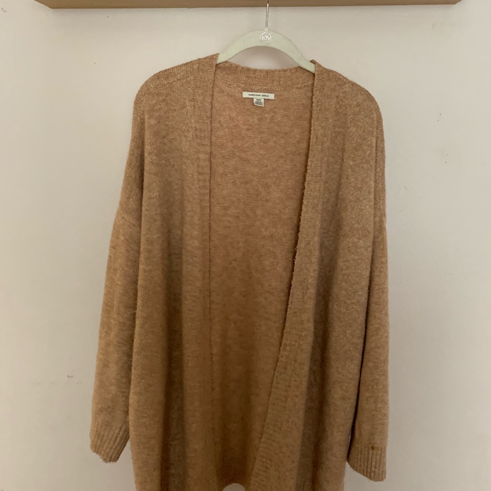 Light pink mid-length cardigan